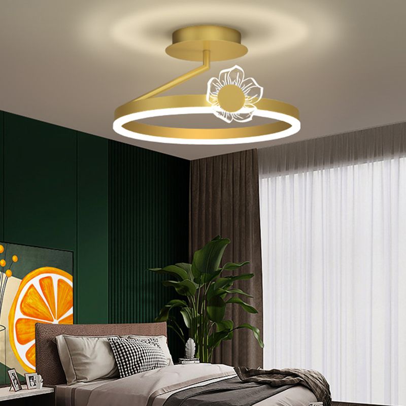 Contemporary Circle Flush Light Fixture Metal 1 Light Flush Mount Ceiling Light