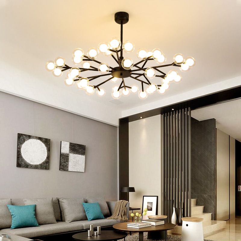 Dual Glass Glowworm Chandelier Light Nordic Style Suspension Pendant Light for Living Room