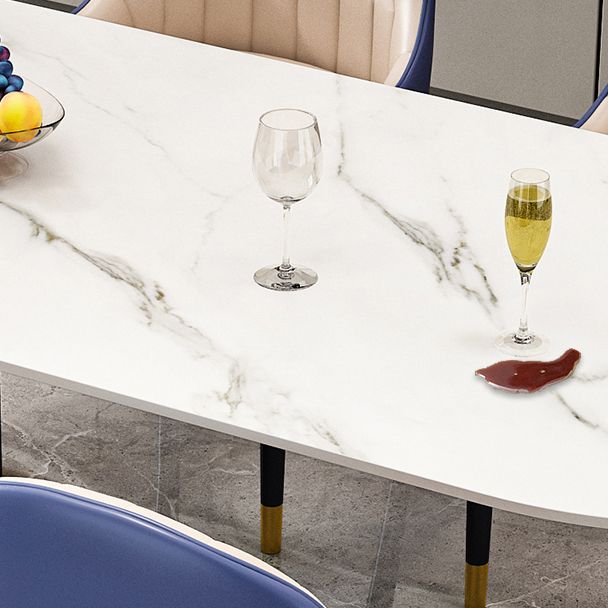 Modern 3 Legs Dining Table Stone Top and Metal Base in Black Dining Table