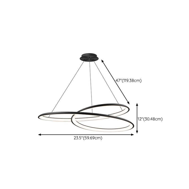 Aluminum Kitchen Island Fixture in Black Finish LED Contemporary Ceiling Pendant Light