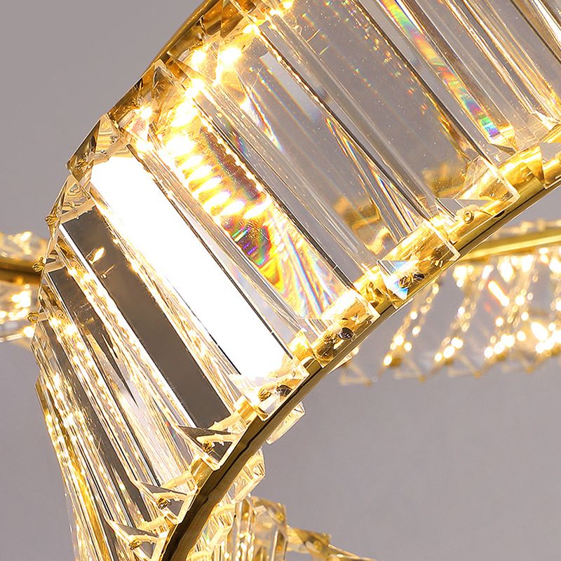 Kreis Decke Kronleuchter einfacher LED -Kronleuchterbeleuchtung mit Kristallschatten