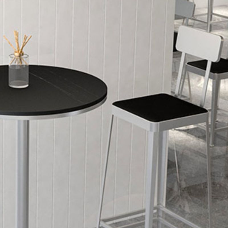 Square Glam Metal Bar Stools Footrest Coffee Shop Backrest Counter Bar Stool