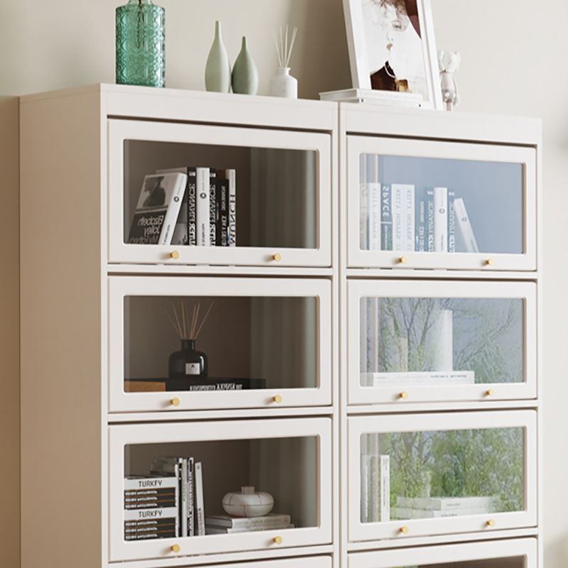 13"W Bookcase Contemporary Style White Bookshelf for Home Office with Doors
