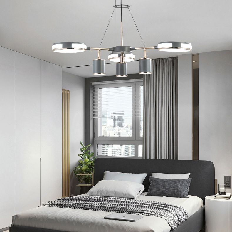 Sputnik LED Chandelier Creative Minimalist Acrylic Grey Hanging Light for Living Room