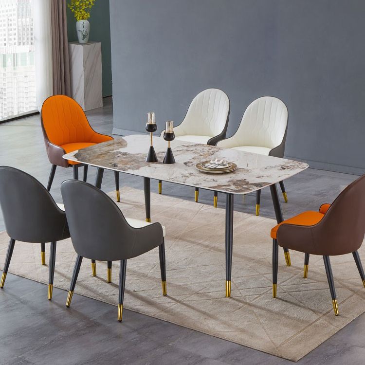 Sintered Stone Dining Table Rectangle Traditional Luxury Dining Table