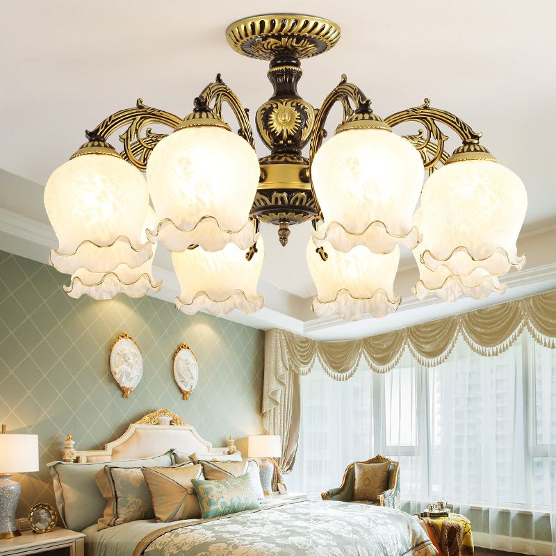 Éclairage de plafond de chambre à coucher traditionnel de la lampe semi-rince