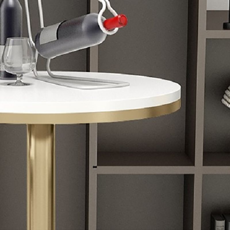 Glam Pedestal Bar Dining Table Faux Marble Cocktail Bar Table with Metal Base
