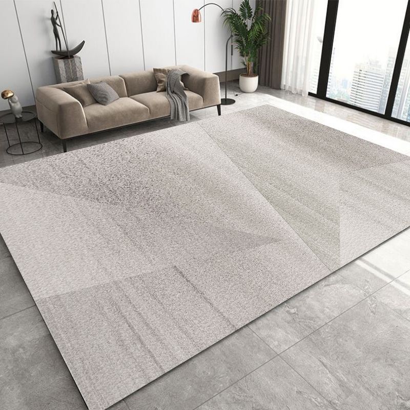 Simple Rug Grey Polyester Carpet Stain Resistant Rug for Living Room