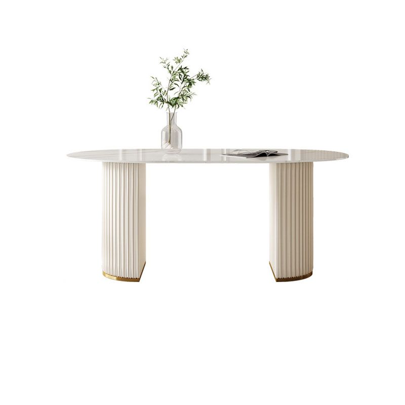 Traditional Luxury Dining Table White Stone Oval Dining Table for Home