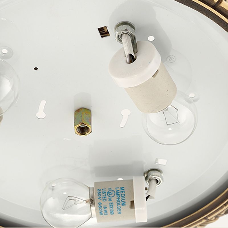 Traditional Flush Mount Light White Glass Shade Ceiling Lamp for Coffee Shop