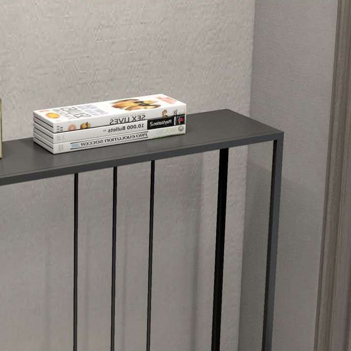 Contemporary Iron Console Sofa Table Rectangle Black End Table for Hall