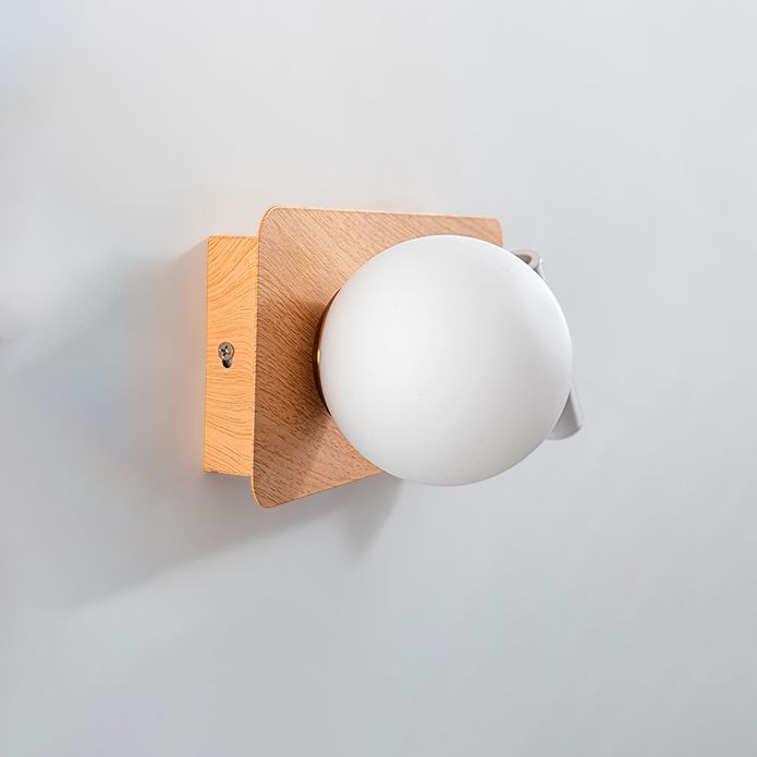 2 Lights Geometric Wall Light Modern Style Wood Wall Mount Light Fixture