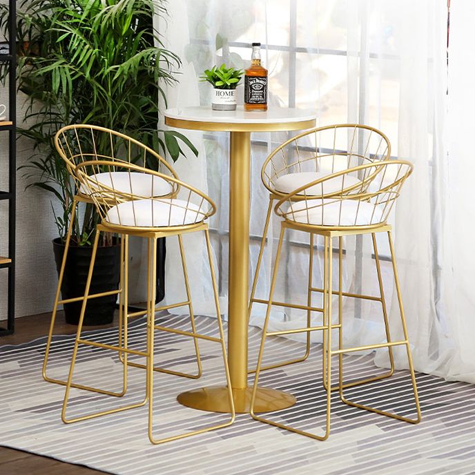 Glam 1/2/3/4/5 Pieces Round Bar Table Set Fixed Table Counter Set for Dining Room