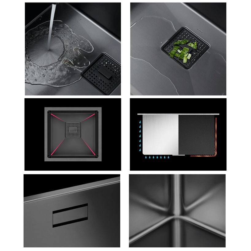 Contemporary Style Kitchen Sink Stainless Steel Overflow Hole Design Kitchen Sink