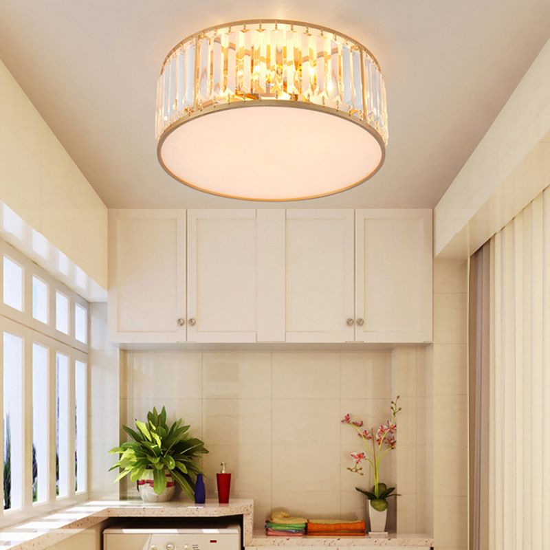 Modern Geometric Flush Ceiling Light Crystal 4 Lights Flush Mount Light