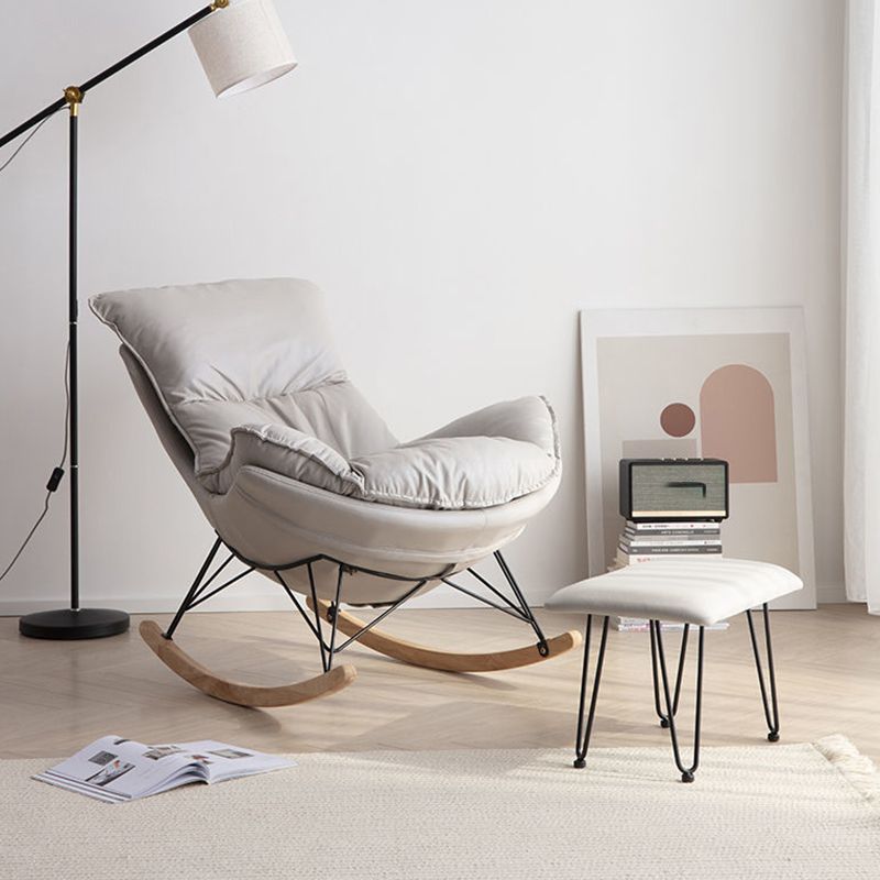 Simple Faux Leather Rocker Chair Plain Rocking Chair with Removable Cushions