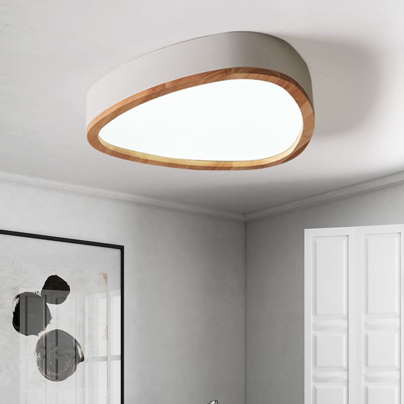 Grey/White/Green Drop Flush Mount Ceiling Light Modern Iron and Wood Unique Ceiling Light in Warm/White