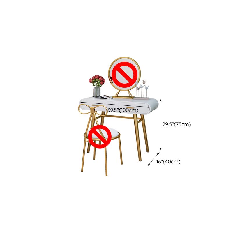 White Gold Makeup Counter with Drawer Glam Vanity Tables, 15.74" Wide