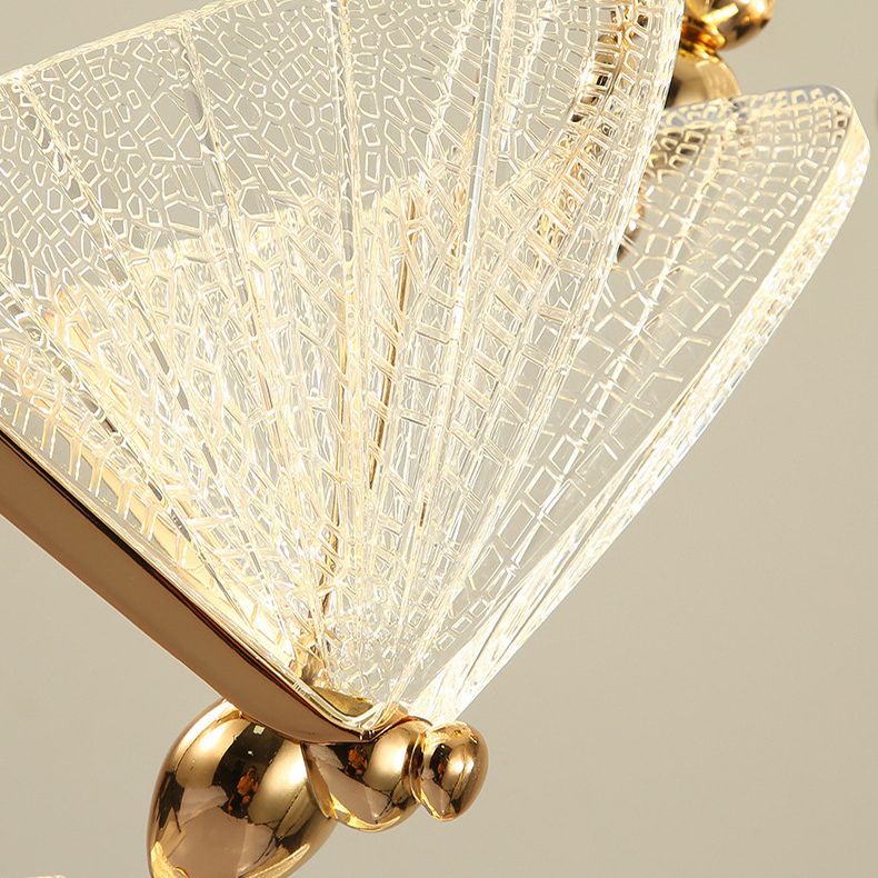 Luz colgante de mariposa acrílica, luces de techo colgantes de lujo modernas para dormitorio