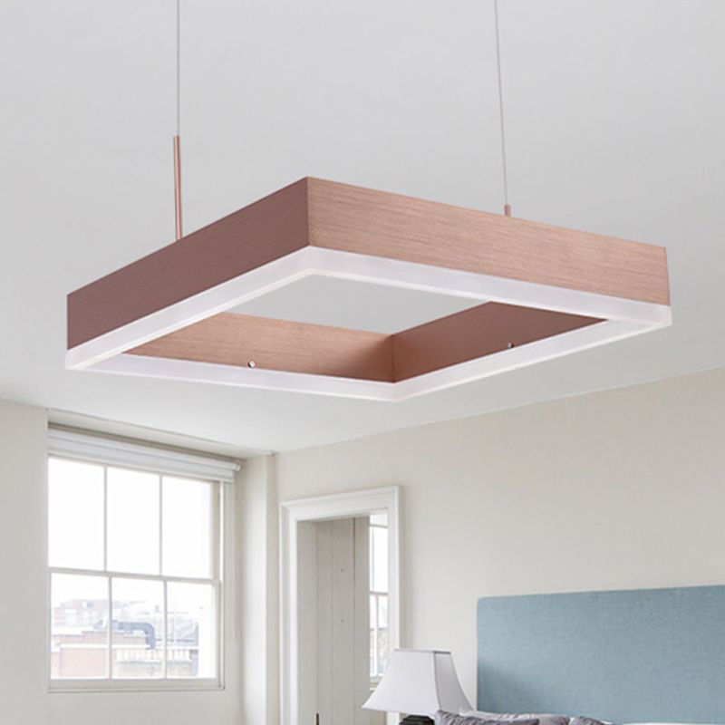 1/2/3-Light Bedroom Chandelier with Square Acrylic Shade Rose Gold Ceiling Pendant in Warm/White/Natural Light