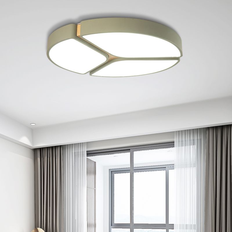 16"/19.5"/23.5" Wide Circular Flushmount Light Macaron Metallic Led Close to Ceiling Light in Warm/White Light