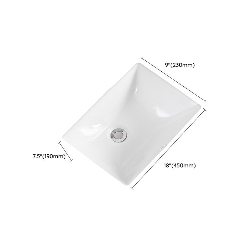 Modern Undermount Vanity Sink Porcelain Shut-Off Valve Included Bathroom Sink