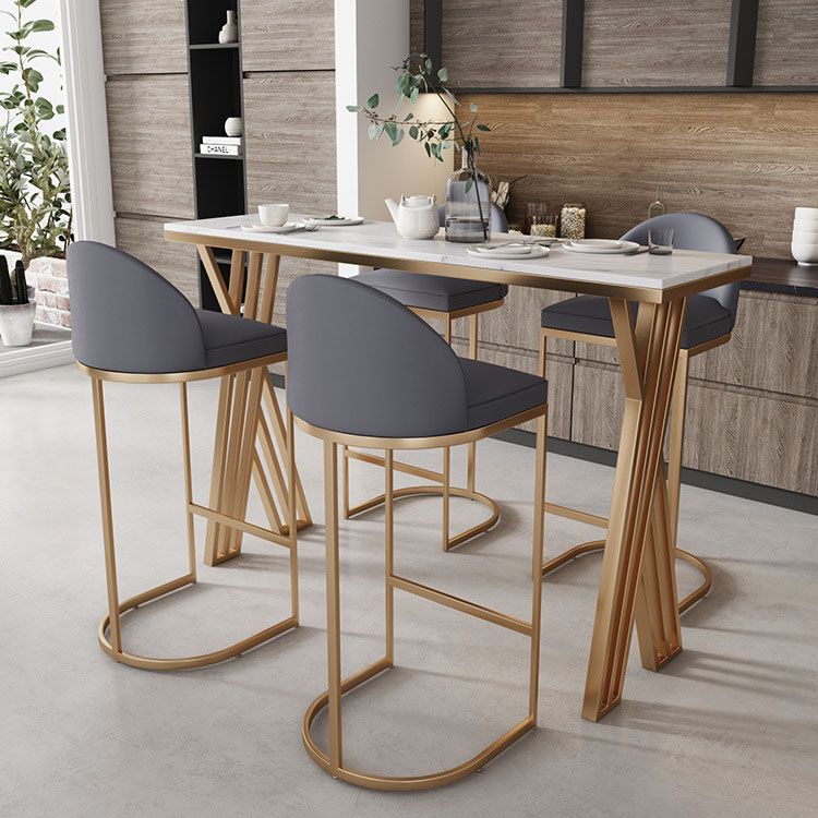 Luxurious Rectangular Pub Table Set 1/2/5 Pieces Artificial Marble Counter Table Set