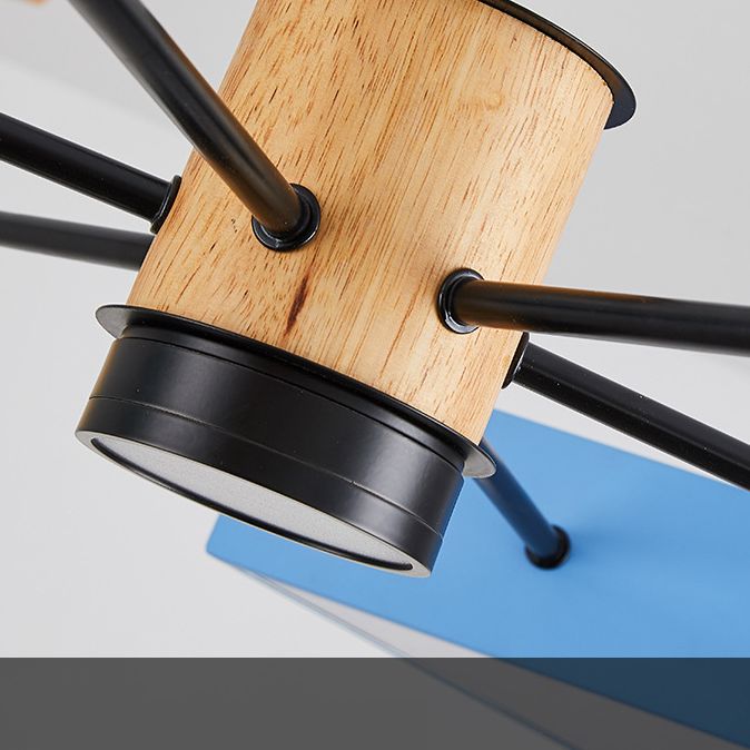 Luce a ciondolo a LED LED in legno con moderno lampadario di macaron in stile creativo con ombra acrilica