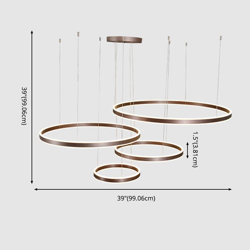 Coffee Rings Suspension Pendant Light Modern Style LED Metal Chandelier Pendant Light