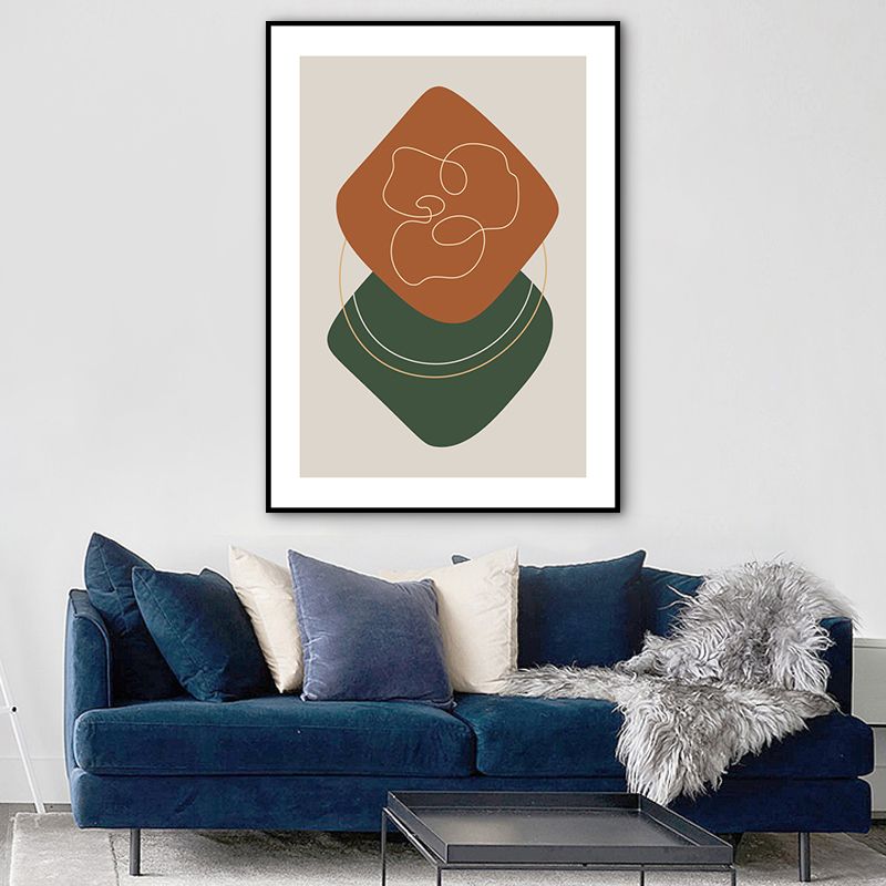 Dark Color Nordic Canvas Print Geometric Pattern Wall Art Decor for Sitting Room