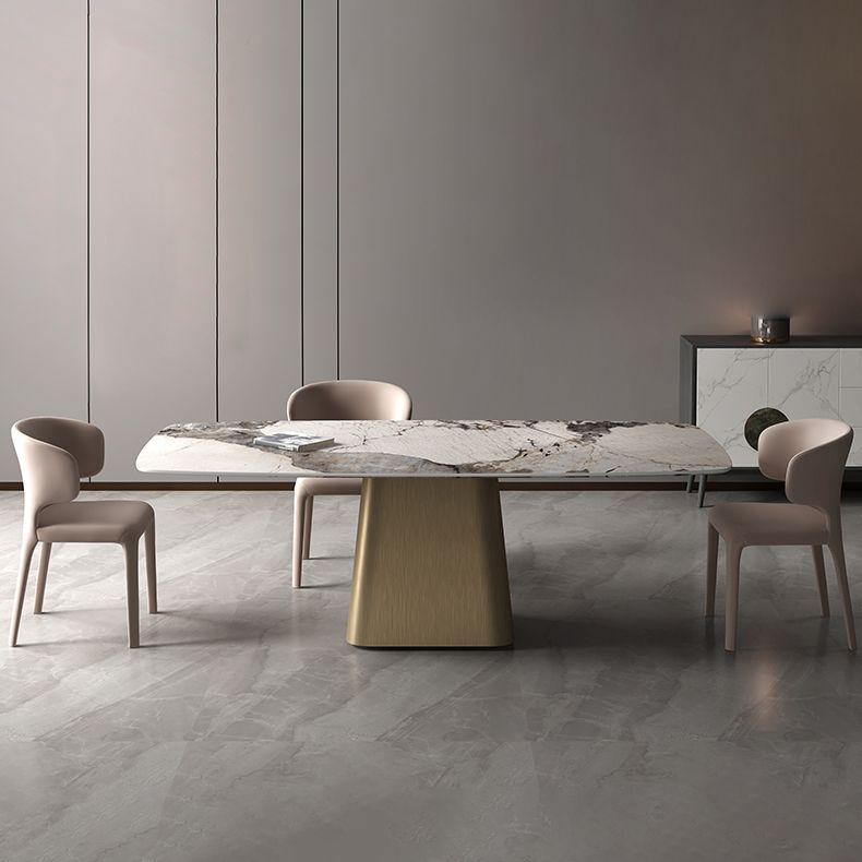 Rectangle Stone Dining Table Modern Dining Table with Pedestal Base