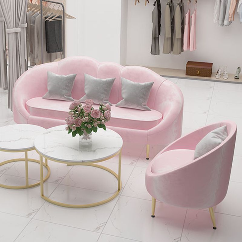 Contemporary Velvet Sofa with Slopped Arm and Tight Back for Apartment