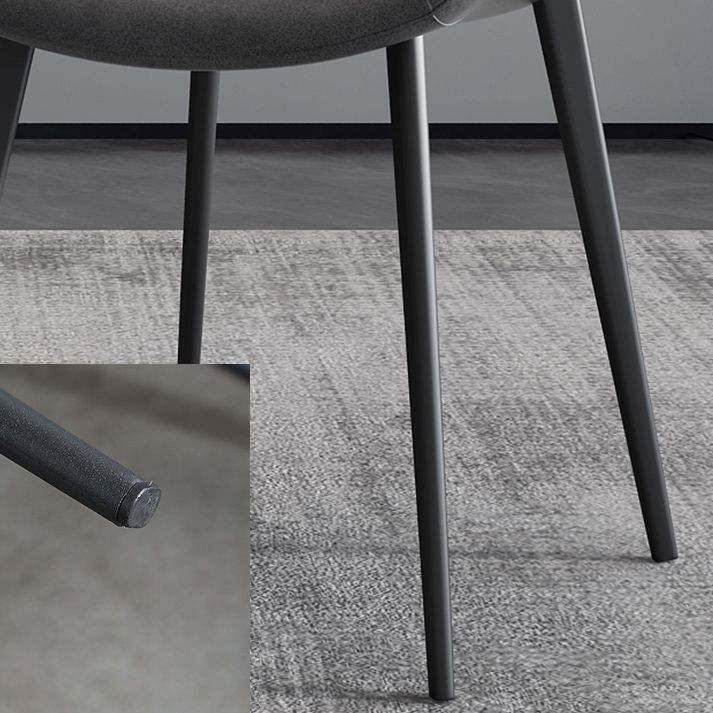 Chaises de salle à manger en cuir style contemporain Chaises de salle à manger sans accoudoirs à dossier solide (Ensemble de 2)