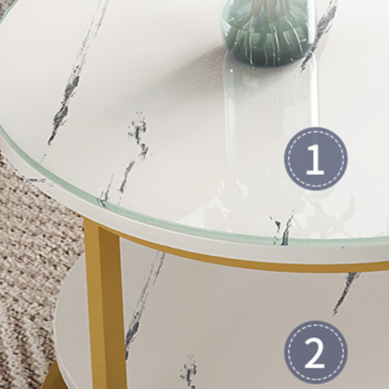 Glam Style Coffee Table Oval Slate Single Coffee Cocktail Table