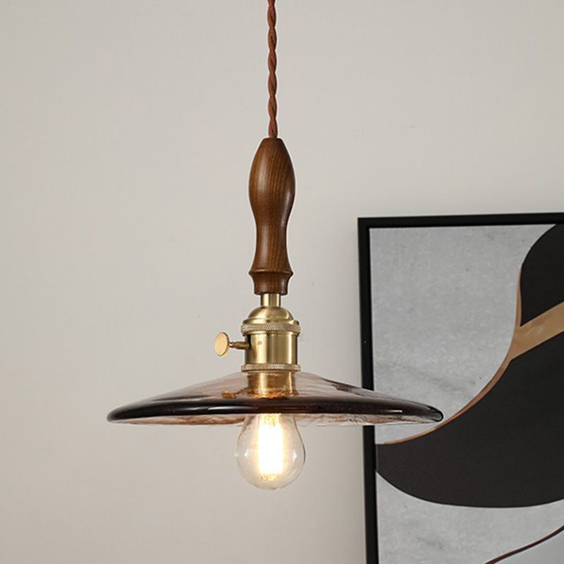 Amber 1 Light Pendant Lighting Industrial Style Glass Sanging Hanging Light for Bedroom