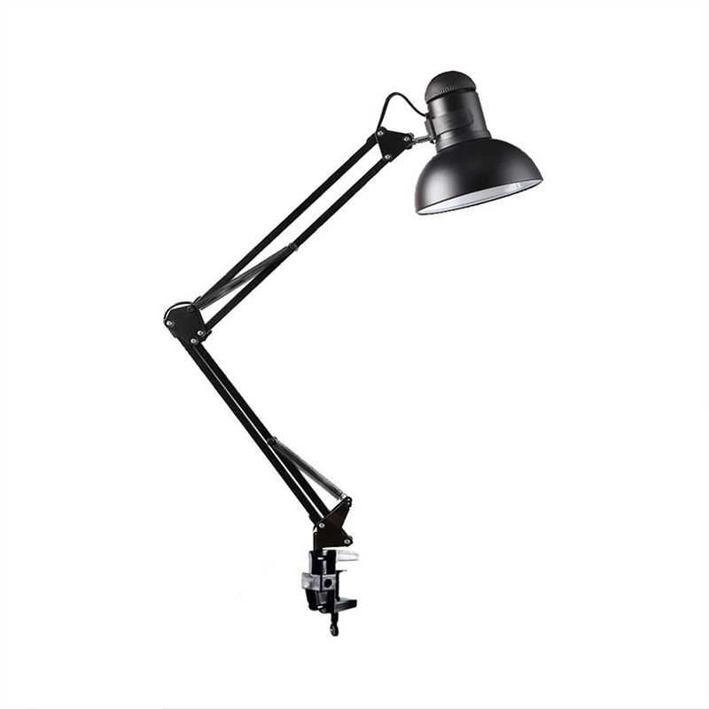 Adjustable Dome Shade Desk Lamp Simple Style Metallic 1 Light Black/Red Reading Book Light for Study Room