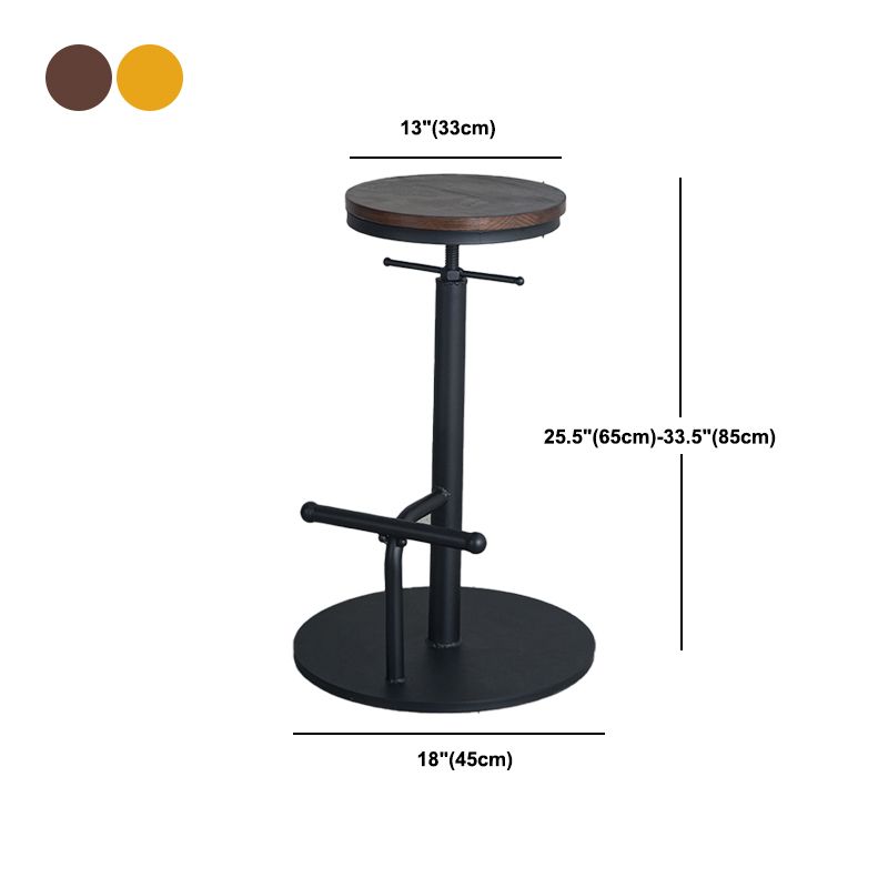 Industrial Metal Barstool Low Back Wood Counter Stool in Matte Finish