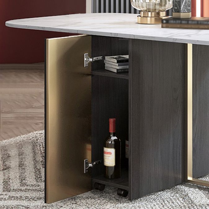 Moderne stijl rechthoek eettafel drop-blad 62 "tafel met metalen basis voor huisgebruik