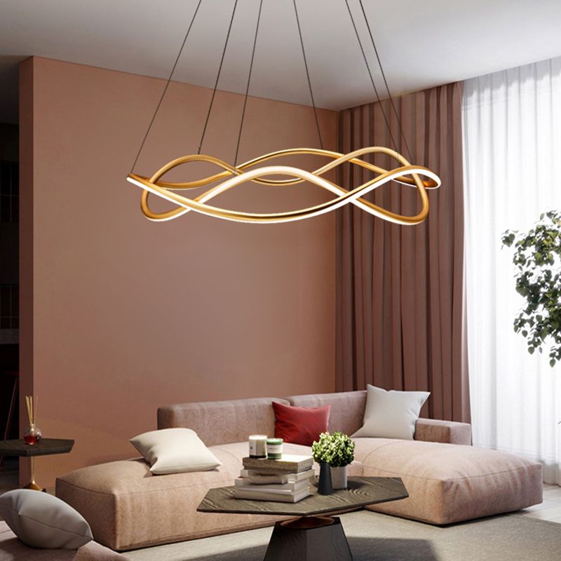 Waving Chandelier Pendant Lights Modern Metal Chandeliers in Gold Finish