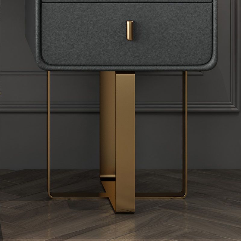 Contemporary Faux Leather and Wood 2-Drawer Makeup Vanity Desk