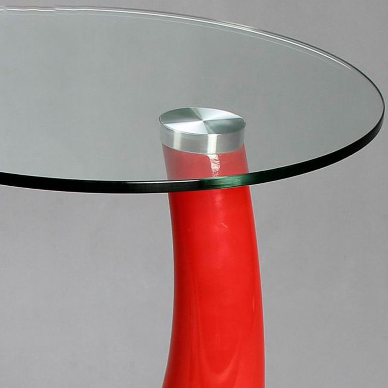 Contemporary End Table Glass Round Plastic Pedestal Living Room Side Table