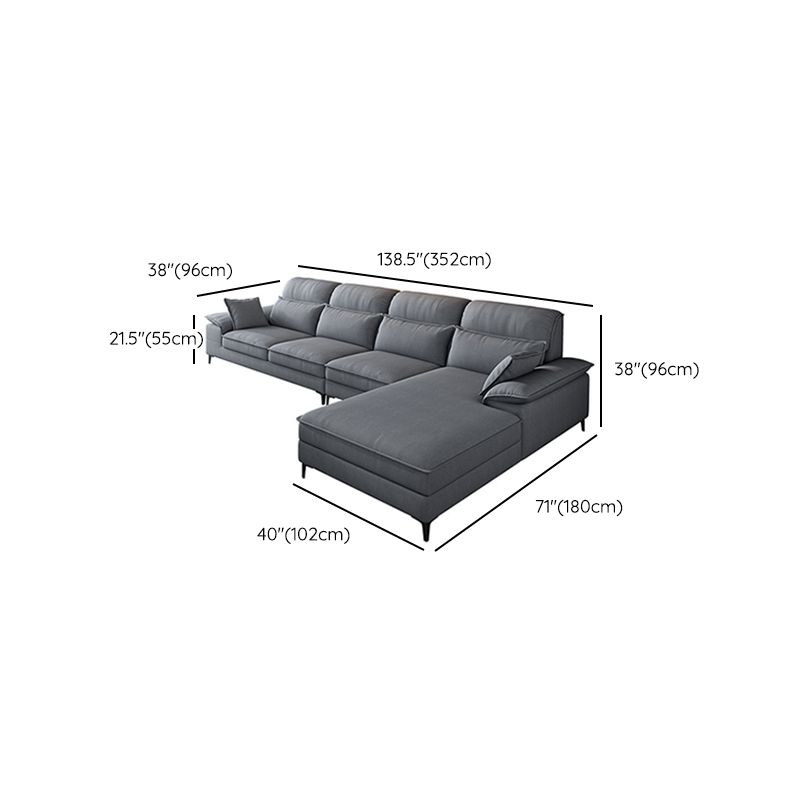 4-seat Modern Sectional 138.58" Wide Fabric Loose Back Sectional
