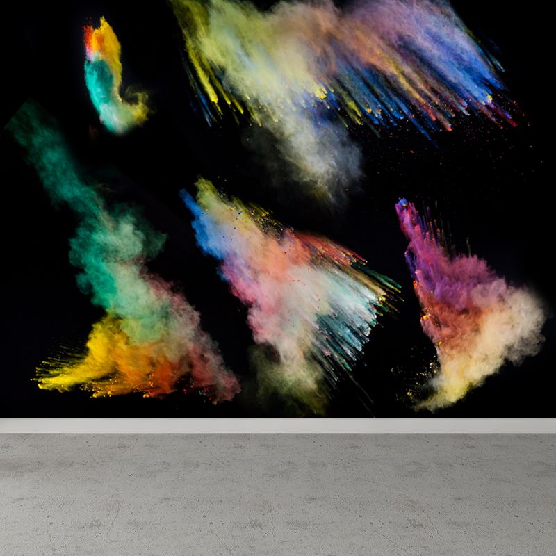 Multicolored Powder Wallpaper Mural Abstract Modern Waterproof Wall Covering for Home