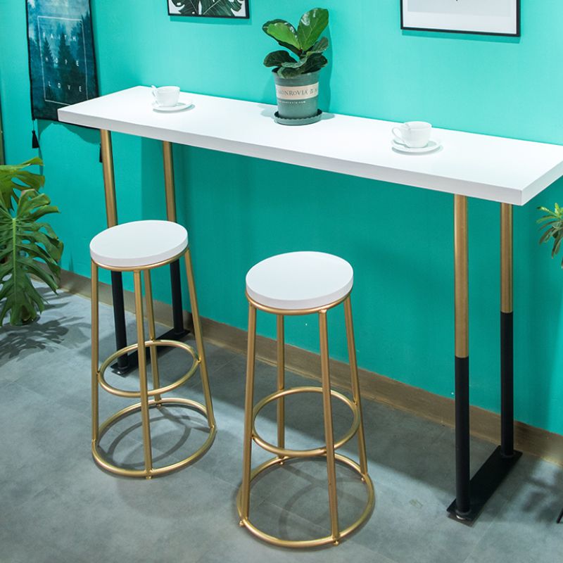 Glam Style Rectangle Bar Table Solid Wood Bar Dining Table for Home