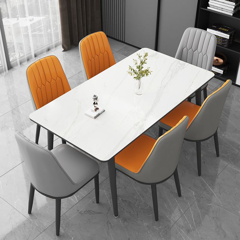 Sintered Stone Two-Color Dining Table Simplicity 4 Legs Table for Dining Room