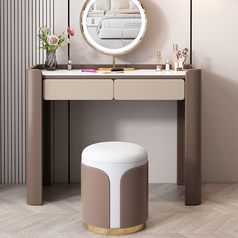 2/5 Drawer Solid Wood Dressing Table Brown Makeup Vanity Desk