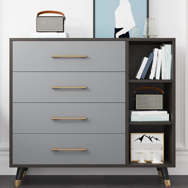 Classic Glam Wood Storage Chest Dresser Gray Bedroom Dresser