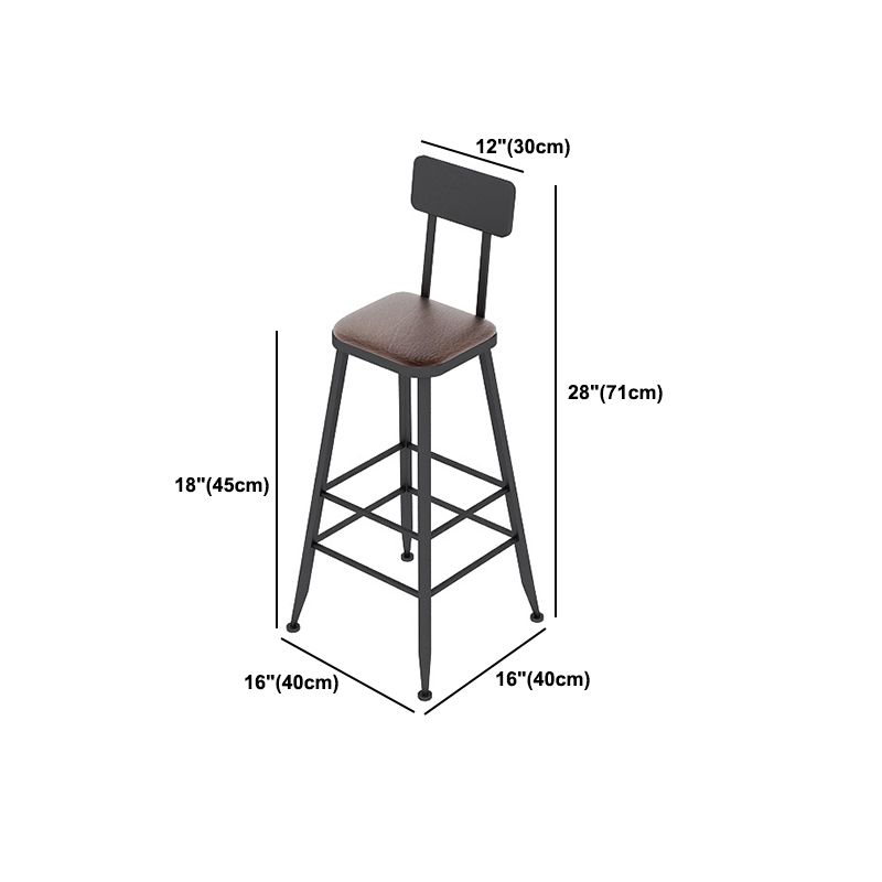Industrial Leather Bar and Counter Stool Footrest Low Back Counter Stool for Bar