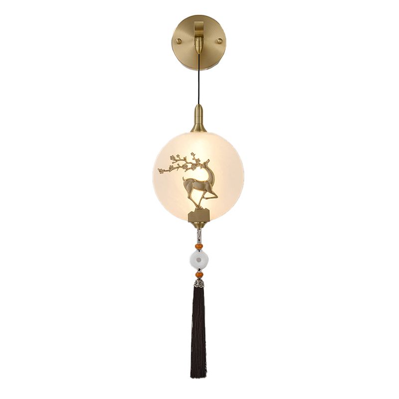 Contemporary White Shade Wall Sconce Lighting Glass Shade Wall Lamp for Living Room