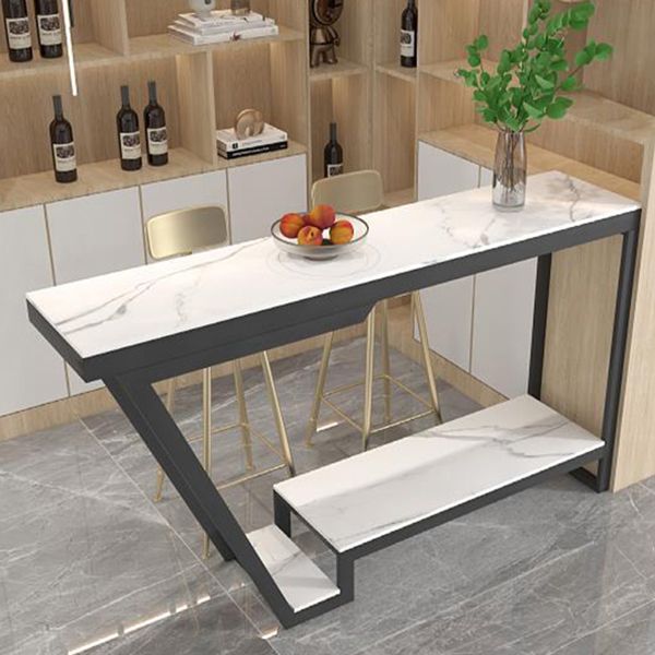 Sintered Stone Top Bar Table Industrial Rectangle Bistro Bar Height Cocktail Table